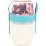 CetKing ml Take-Go Kaşıklı Hazneli Meyveli Müsli Kabı Piknik Iş Yoğurt Süt Bardağı Kapaklı ve Kaşıklı Kahvaltı Bardakları, Tahıl Tepesi Yulaf Ezmesi Granola (Turkuaz)