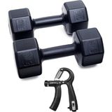 CetKing Ps Spor 5 kg Dambıl x 2 Adet = 10 Kg+Sayaçlı Ayarlanabilir El Yayı Siyah