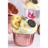 CetKing Rose Gold Parlak Pembe Muffin Kek Kalıbı, Kek Kapsülü Cupcake Kalıbı, Airfryer Uyumlu