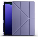 CetKing Samsung Galaxy Tab S10 Ultra Kılıf Silikon Kalem Bölmeli Standlı Tablet Kılıf Mor