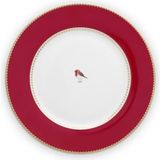 CetKing Studio Love Birds Kırmızı Porselen Yemek Tabağı 26,5 cm