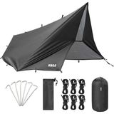 CetKing Su Geçirmez Tarp Tente Gölgelik Örtü, 4 Mevsim Taşınabilir Örtü Branda Outdoor Açık Hava Kamp Seyahat Tente Branda Barınak Yağmurluk, Güneşlik Karavan Yan Tente Çadır 300X300 cm Siyah