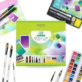 CetKing Sulu Boya Seti, Profesyonel 36 Sabit Pigment Boyama Kutusu, Yüksek Pigmentasyon, Sanatçılar, Öğrenciler, Yetişkinler Için 12 Sulu Boya Kağıdı