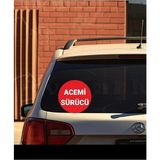 CetKing Tasarla Acemi Sürücü Yazılı Sticker Oto Sticker 15X15 cm Kırmızı Zemin Beyaz Yazı