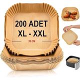 CetKing Ticaret Airfryer Pişirme Kağıdı,xl-Xxl Büyük Boy, Kare, 200 Adet Hava Fritöz Parşömen Fırın Kağıdı Tek Kullanımlık Kağıt Fırın Fritöz Pişirme Kızartma Tavası Için Uygun 20CM