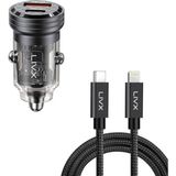 CetKing Transparent 45W Pd/qc Mini Araç Şarj Cihazı ve 1 Metre iPhone Hızlı Şarj Kablosu L35 - Blt-00