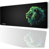 CetKing Ultragrand Siyah ve Neon Yeşili Aslan Dikişsiz Xxl Gaming Oyuncu Masaüstü Klavye Mouse Pad 40X90CM - Altın