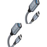 CetKing USB 3.0 To Type-C Çevirici Dönüştürücü 60W Hızlı Şarj Desteği 15 cm Kablolu Otg Adaptör Samsung Huawei Xiaomi Macbook ile Uyumlu Gri Ottca-01 Ikili Paket