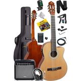 CetKing X50-EQ-AMP Profesyonel Masif Ağaç Amfili Elektro Klasik Gitar Seti Üst Segment