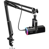 CetKing Xlr/usb Mikrofon Seti, Yayın ve Podcast Için, Dinamik Rgb Mikrofon Kiti, Bom Kol Standı, Sessize Alma Düğmesi, Kulaklık Jakı, Vokal ve Seslendirme Kaydı Için, Ampligame AM8T