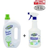 Cetris Sıvı Beyaz Sabun 1 lt & Cetris Solveco 1 lt Yüksek Performanslı Leke Sökücü ve Yüzey Temizleyici
