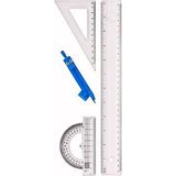 Cetvel Seti Çizim Takımı 30 cm Cetvel Pergel Gönye Iletki Şeffaf Çizim Takımı Pergelli Çiz - Standart