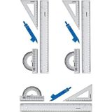 Cetvel Takımı 30 cm 3 Paket Yıldızlar Cetvel Pergel Gönye Iletki Şeffaf Çizim Takımı Perge - Çok Renkli