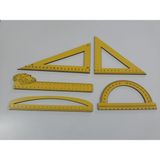 Cetvel Takımı 5 Li Set (3 mm Mdf) Matematik-Okul Için - Renkli