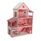 Çevik's Hobi Pembe Barbie Ev Eşyalı Ahşap Oyun Evi