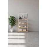 Çevir Kur Atlantik Çam 4 Raflı Beyaz Kahve Köşesi Dolabı Mutfak Düzenleyici, Stand, 71x167x35 Cm Atlantik Çam