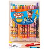 Çevirmeli 24 Lü Mum Boya Uzun 1 Paket Twstable 24 Renk Çevirmeli Mum Boya Pastel Silinebilir Mum Boya Tam Boy