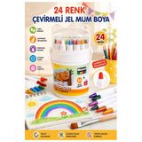 Çevirmeli Jel Mum Boya 24 Renk 1 Adet Nova Color Plastik Kutulu 24 Lü Mum Boya Kalemi Silinebilir Zararsız Yıkanabilir