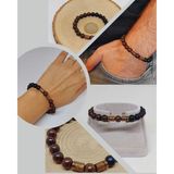 Ceviz Ağacı & Oniks Taşı 8mm Unisex Tasarım Bileklik Hawaii Model (5125)