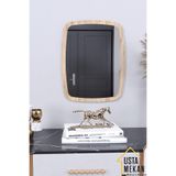 Ceviz Dekoratif Yuvarlak Kenar Büyük Antre Hol Koridor Duvar Salon Wc Ofis Aynası 45 Cm renk 45 x 30