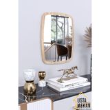 Ceviz Dekoratif Yuvarlak Kenar Büyük Antre Hol Koridor Duvar Salon Wc Ofis Aynası 60 Cm renk 60 x 45