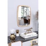 Ceviz Dekoratif Yuvarlak Kenar Büyük Antre Hol Koridor Duvar Salon Wc Ofis Aynası 60 Cm