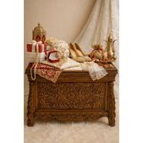 Ceviz El Oyması Kare Çeyiz Sandığı - Ahşap - Ceviz