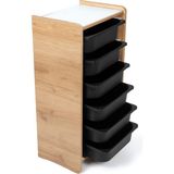 Ceviz Mdf Montessori Oyuncak Dolabı – 6 Siyah Plastik Çekmeceli, Çocuk Odası Düzenleyici - Ceviz - Siyah