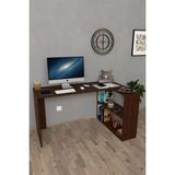 Ceviz Metal Kitaplıklı Çalışma Masası - Genel - Çok Renkli