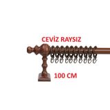Ceviz Raysız Ahşap Rustik Perde Askısı Rustik Borusu