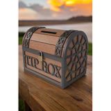 Ceviz Renk Klitli Bahşiş Kutusu Ve Kumbara Sandık Tipi Ahşap Tipbox