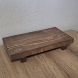 Ceviz Renkli Ahşap Ayaklı Sunumluk 20x14 cm | Vernikli El Yapımı Servis Tepsisi | Kahve, Tatlı, Lokum Sunumları İçin Şık Mini Stand