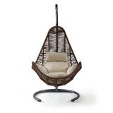 Cewi Zen Swing Krem Rattan Kahve Oturumlu Salıncak