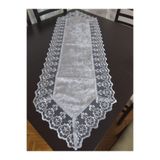 CEYDA Runner Kadife Kumaş Dantel Kenar Gri Renk 40x135cm
