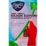 Ceyfix Genel Amaçlı Bulaşık Eldiveni L Beden 10'lu - Kırmızı