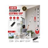 Ceyhanlar 6 Metre Teleskopik Uzatma Sapı 3 Kademeli Metal Sırık Cam Silme Boya Rulosu Temizlik Aparatı Uyumlu