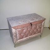 Çeyiz 13941 SANDIK Kapitone Model 3lü Set PEMBE Kadife Kumaş İçi Tela El Yapım