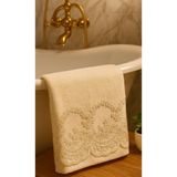 Çeyiz Bahçesi Aslım 50x90 cm Fransız Güpürlü Krem Kadife Havlu