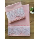 Çeyiz Bahçesi Dantelli Pikolu Çeyizlik 2'li Yastık Kılıfı 50 x 70 cm - 50x70 cm - Pembe