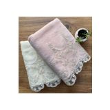Çeyiz Bahçesi Fabella 50x90 cm 2 Adet Krem Pudra Kadife Havlu Takımı