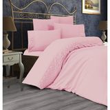 Çeyiz Bahçesi Fransız Güpürlü Çift Kişilik Nevresim Takımı 6 Parça - 200 x 225 cm - Açık Pudra