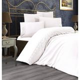 Çeyiz Bahçesi Fransız Güpürlü Çift Kişilik Nevresim Takımı 6 Parça - 200 x 225 cm - Beyaz