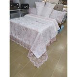 Çeyiz Bahçesi İğne Oyalı Çift Kişilik Nevresim Takımı 9 Parça Çeyiz Seti - 200 x 225 cm - Açık Pembe