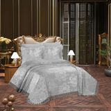 Çeyiz Bahçesi Krem Venüs 3 Parça Çift Kişilik Yatak Örtüsü - 250 x 260 cm - Gri