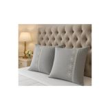 Çeyiz Bahçesi Sarmaşık 2 Adet 50x70 cm Fransız Güpürlü Gri Yastık Kılıfı