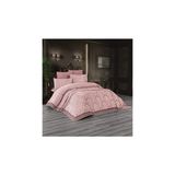 Çeyiz Bahçesi Siyah Sarmaşık 3 Parça Çift Kişilik Yatak Örtüsü - 250 x 260 cm - Pudra