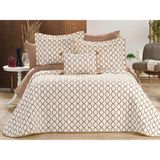 Çeyiz Diyarı Brillance Kadife Çift Kişilik Yatak Örtüsü Desenli Krem Gold 250 x 250 cm - Krem - Altın