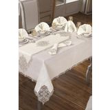 Çeyiz Diyarı Elegant 26 Parça Krem Silver Masa Örtüsü Takımı