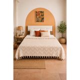 Çeyiz Diyarı Elit Jakarlı Çift Kişilik Tek Pike 200x230 cm Bej