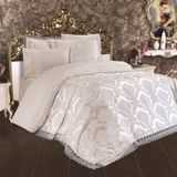 Ceyiz Diyari Fransiz Dantelli Lalezar Gelin Seti 7 Parca Krem 240X250 Cm
